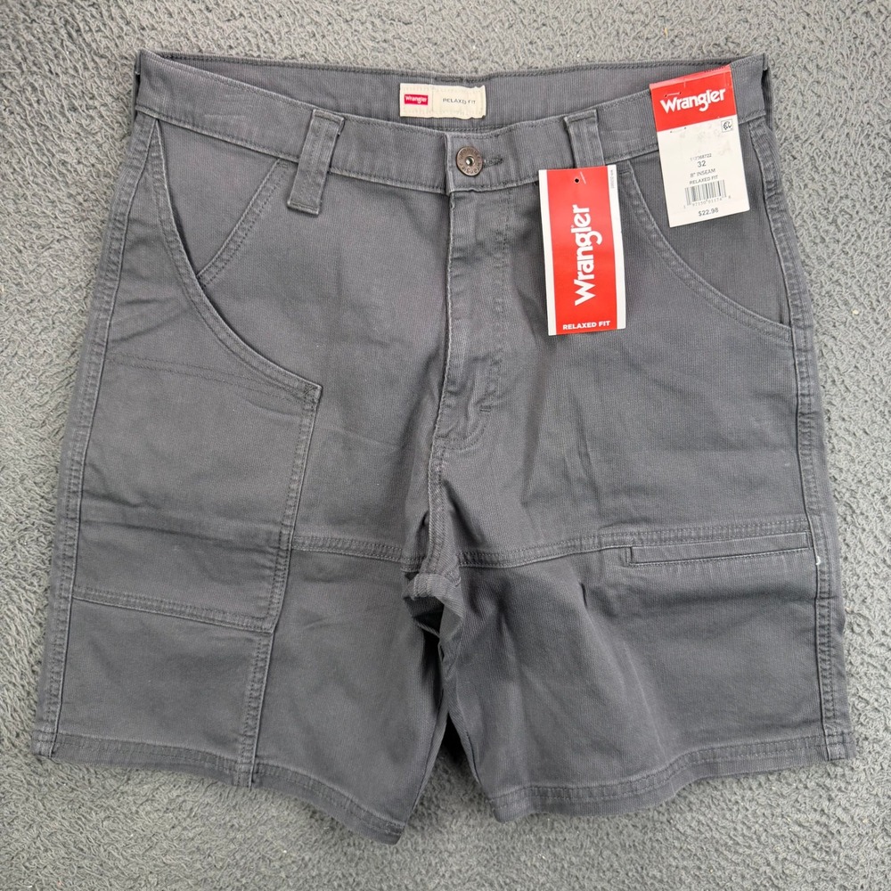Wrangler Mens Relaxed Fit 8 Inseam Utility Shorts Gray 32 112368722 NWT